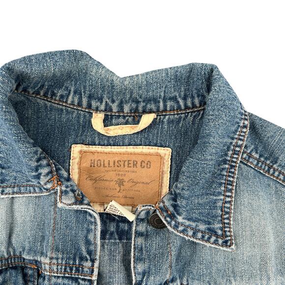 Hollister Vintage Y2K Denim Jean Jacket Waist Length Small Casual Western Boho - Picture 3 of 5